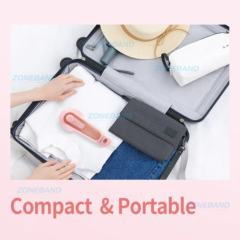 Portable Mini Vertical Garment Steamer Dewrinkle Pink Ironing Machine for Clothes Pants Shirt Bussiness Trips Home Appliances