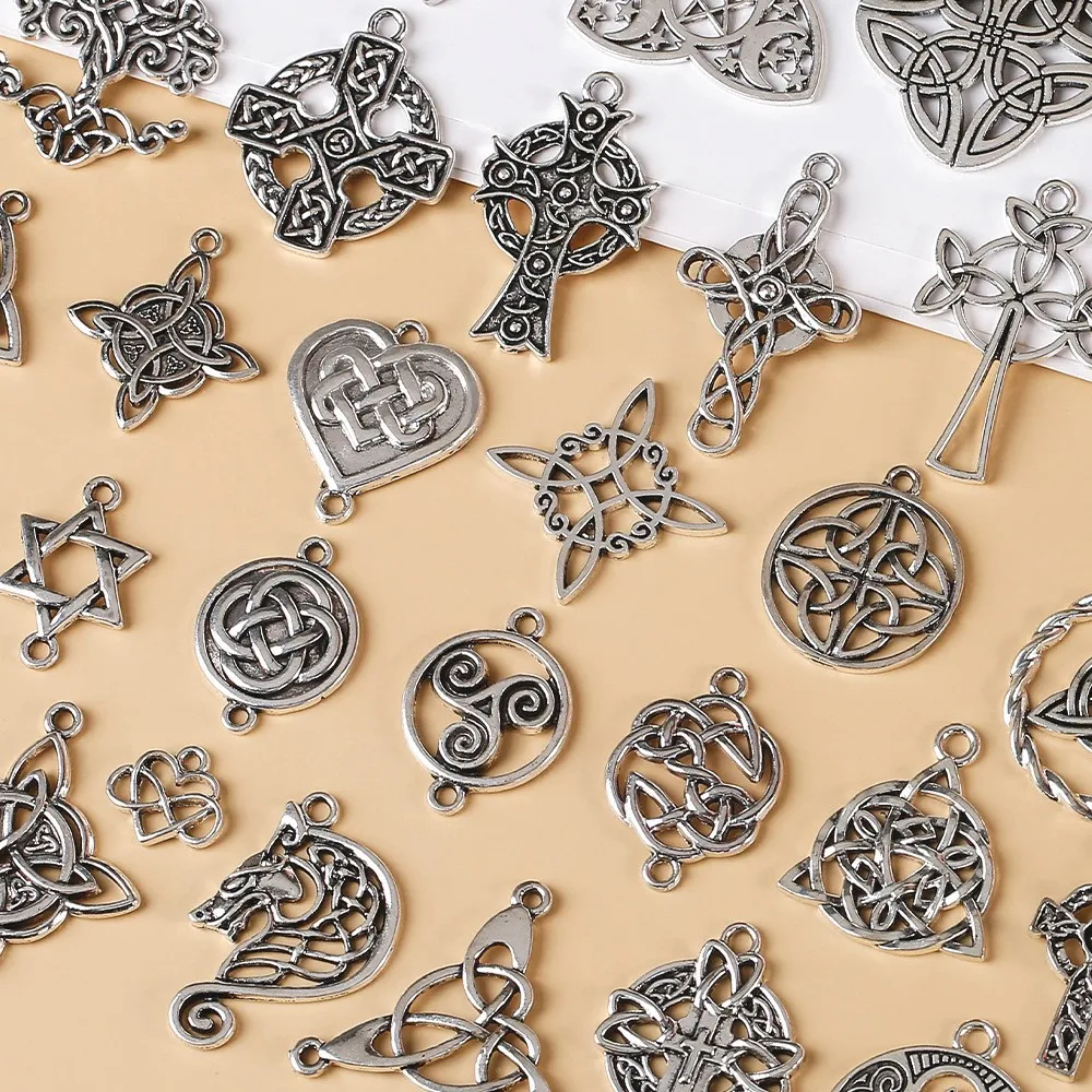 قلادة عقدة ريترو كيت، إكسسوار مجوهرات مصنوع من خليط معدني متعدد المواصفات، قلادة على شكل زهرة نجمة أربعة مدببة