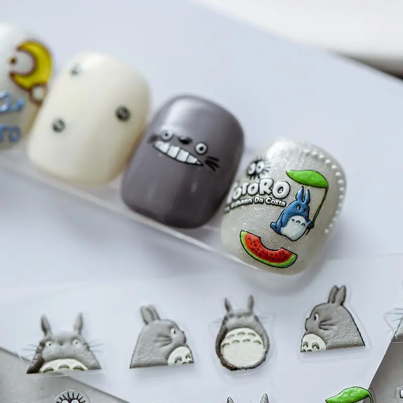 My Neighbor Totoro Niedliche 3D-geprägte Nagelaufkleber, wasserfest, selbstklebend, Yamei Nagelaufkleber, dekorative Aufkleber für Nägel, DIY – Detail 2