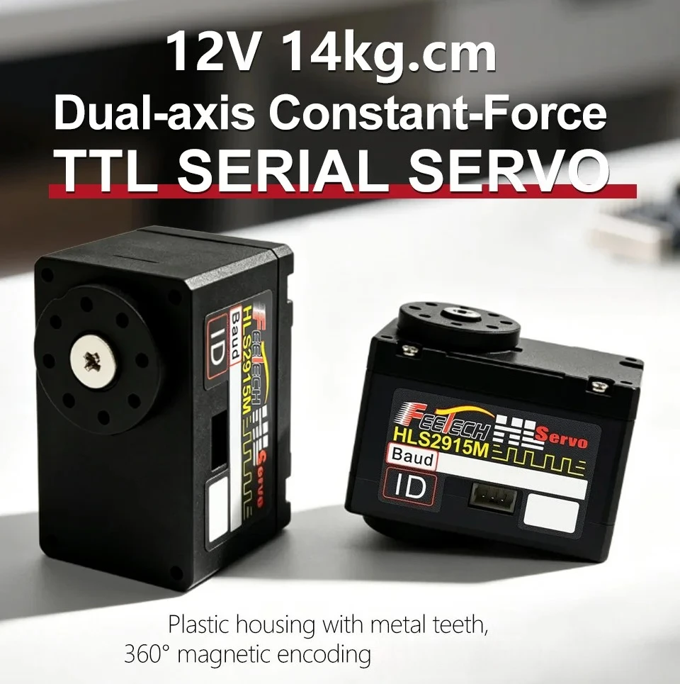 Feetech HLS2915 12V 14kg Torque Coreless Magnetic Encoder Dual Shaft TTL Serial Servo Force Control for Robot Hand Robotic Dog