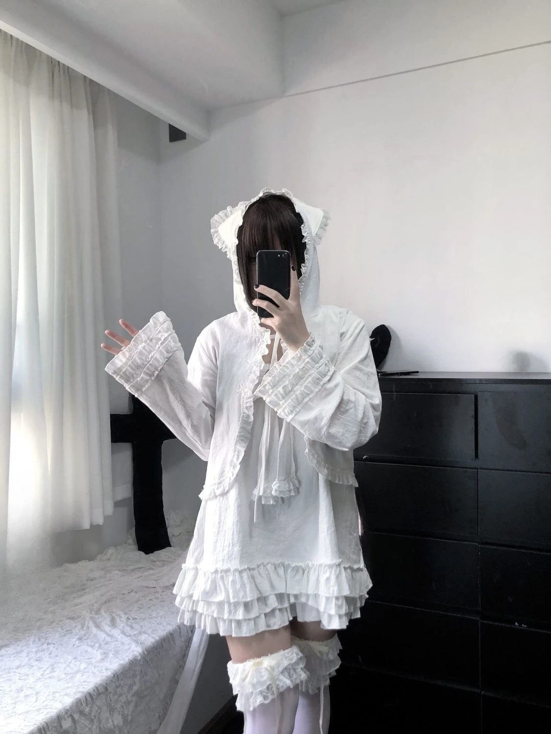 النمط الياباني Kawaii سترة قصيرة حلوة لطيف الصلبة معطف قمم الكورية أزياء عارضة مقنعين امرأة تصميم أنيق