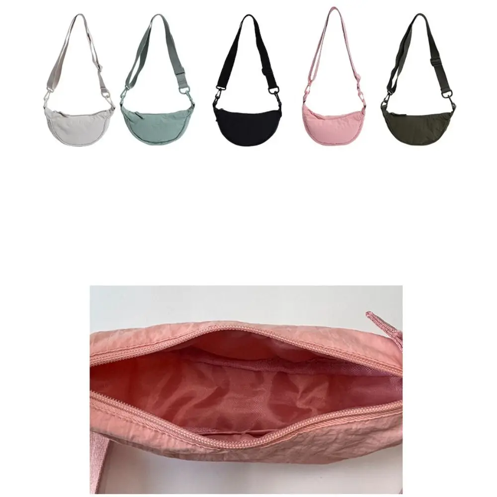 Sweet Korean Style Nylon Crossbody Bag Handbag Solid Color Mini Dumpling Bag Lightweight Oxford Cloth Shoulder Bag Travel