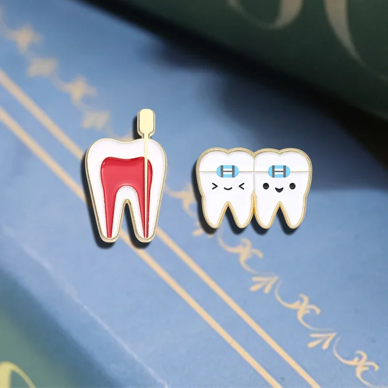 Cartoon Tooth Medical Enamel Pins Funny Tooth Red Oral Care Dental Brooches Backpack Lapel Badge Jewelry Gift for Doctors Nurses view 5