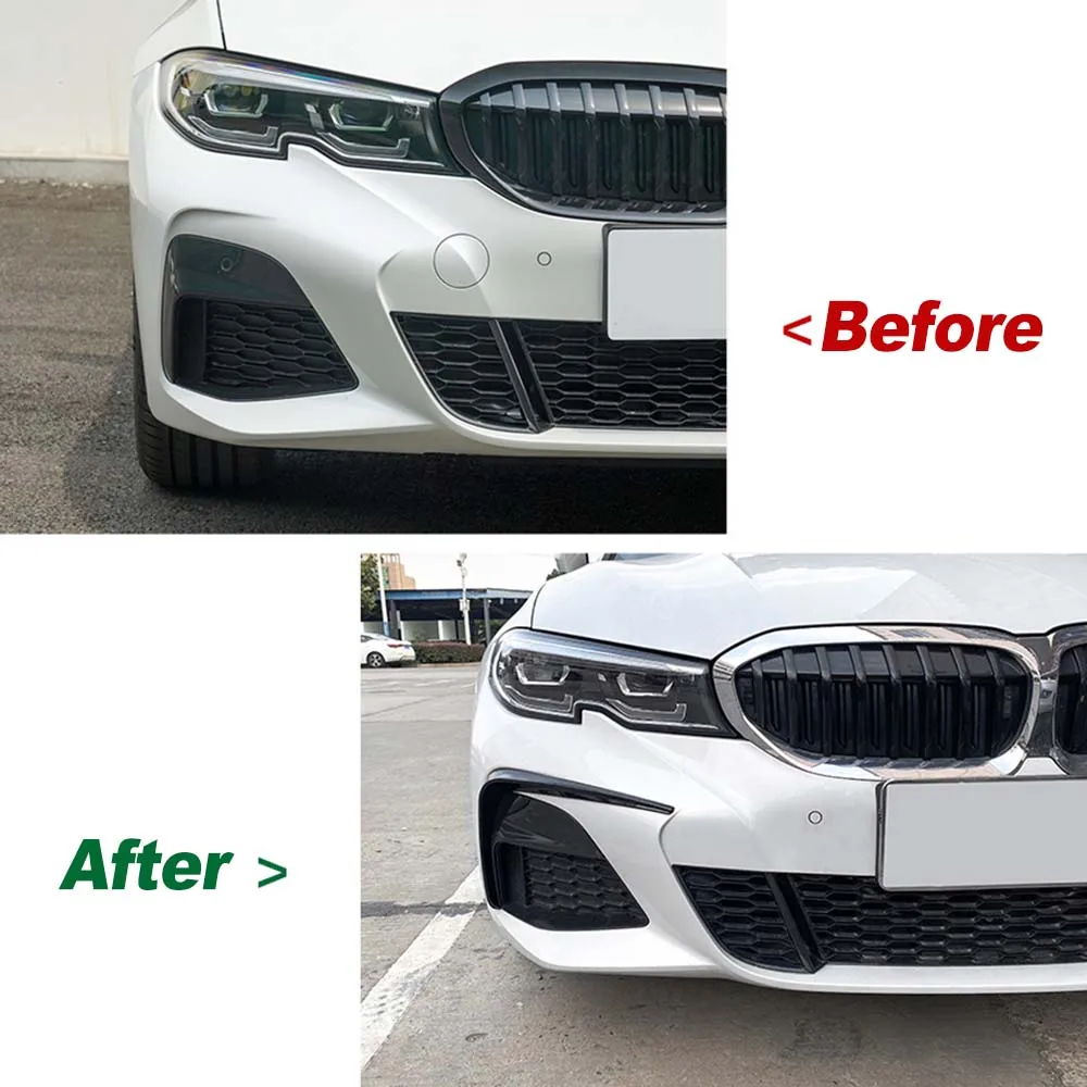 For BMW G20 G21 Car Front Bumper Lip Spoiler Fog Lamp Cover Trim Grille 318i 320i 325i 330i 330d 330e Body Kit 2019-2022 Tuning