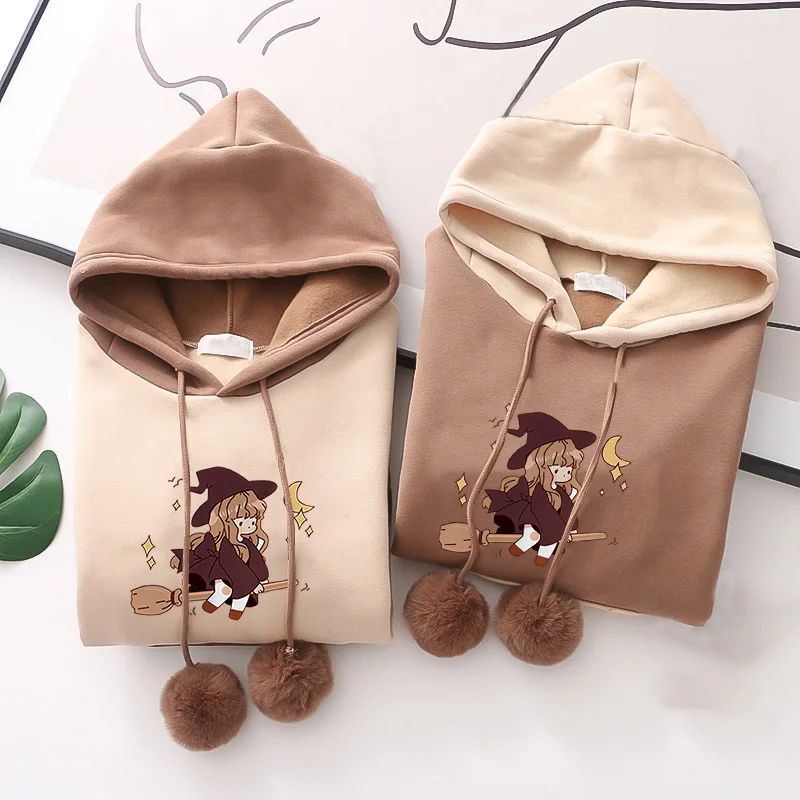 Hooded Long Sleeve Sweatshirt Thin Jacket for Junior And High School Students Spring Autumn Loose Style Princess Sweet Style