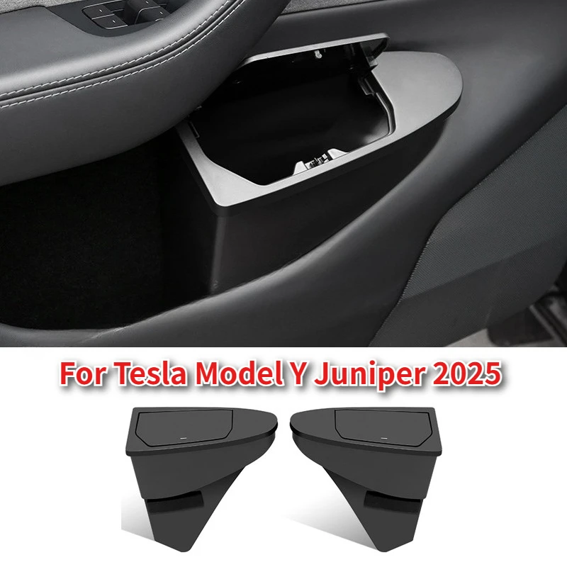 

Мусорный бак с крышкой для Tesla Model Y Juniper 2025 Launch ABS, мусорное ведро для передней двери автомобиля, водонепроницаемый ящик для хранения, автоаксессуары