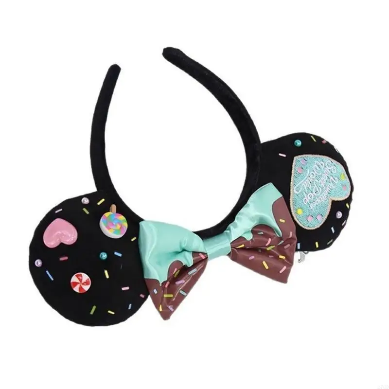 270D أذني فأر ناعمة كبيرة مع أقواس كلاسيكية لحفل عيد الميلاد Cosplay Costume Advils Kids