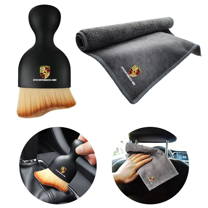 Car Wash Towel Car Cleaning Drying Cloth Car Wash Towel &Brush For Porsche 911 Cayenne Carrera-GT 928 Panamera Boxster Macan 918