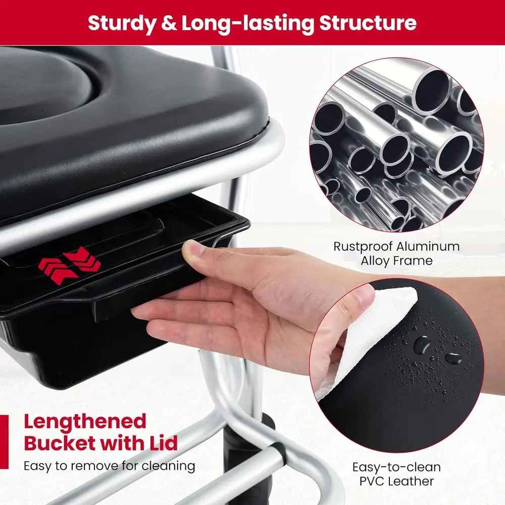 كرسي دش قابل للطي 4 في 1، سعة 330 رطل، كرسي متحرك محمول لكبار السن والمعاقين