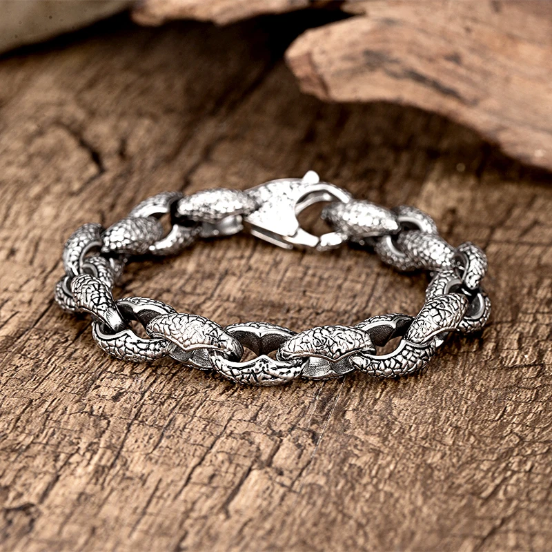 Trend snake pattern Pattern Bracelet Men Thick Section Boys Hip-hop Street Hipster Fashion Bangle For boyfriend Boy brother Gift