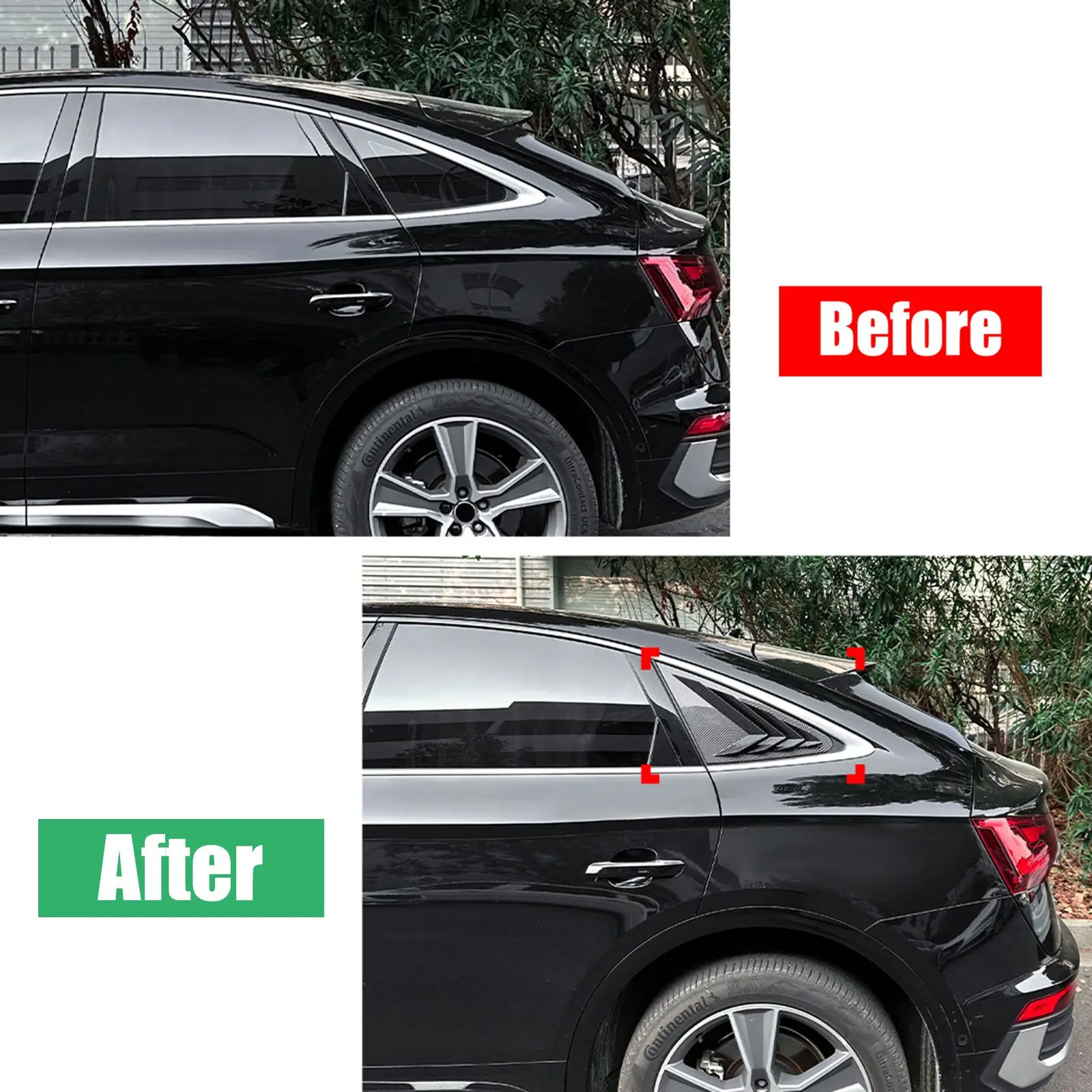 For Audi Q5 FY 5-Door Coupé SUV 2018-2024 Pair Car Triangle louver shark gill shaped rear window decorative window vent