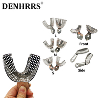 2Pcs/set Dental Impression Trays Teeth Holder Stainless Steel Upper Lower Denture Instrument Dentist Tools