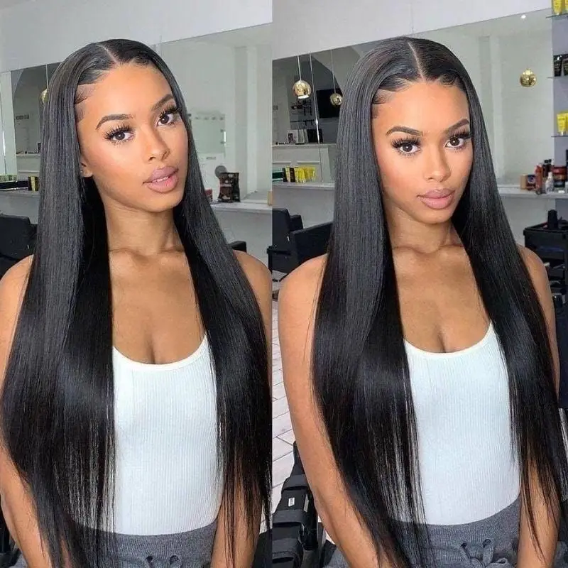 

180 Density Bone Straight Lace Front Human Hair Wig Brazilian 13x4 13x6 Straight Transparent Lace Frontal Wigs For Women