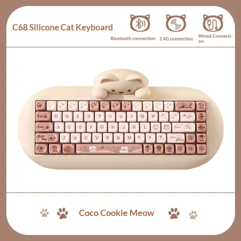 NEW YUNZII C68 65% Hot Swap Wireless Keyboard Gasket Mount RGB Backlit MOA PBT Keycaps Tri Mode for PC Gaming Setup