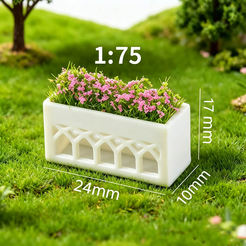 Simulations-Mini-Blumenbeet-Modell im Maßstab 1:75, Pflanzkasten, Blumensträucher, DIY Stadtstraßen-Garten-Layout-Materialien, Diorama, 3 Stück/Set – Detail 9