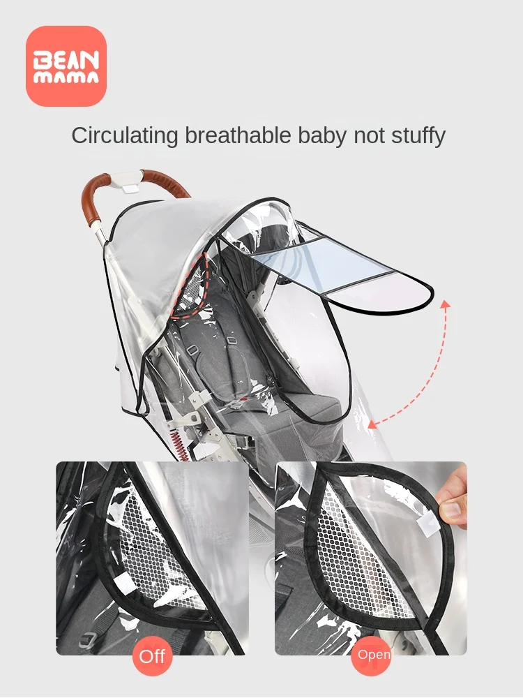 2022  Baby Stroller Rain Cover Windshield Universal Baby Perambulator Windshield Rain Cover Protection Baby Car Raincoat Canopy