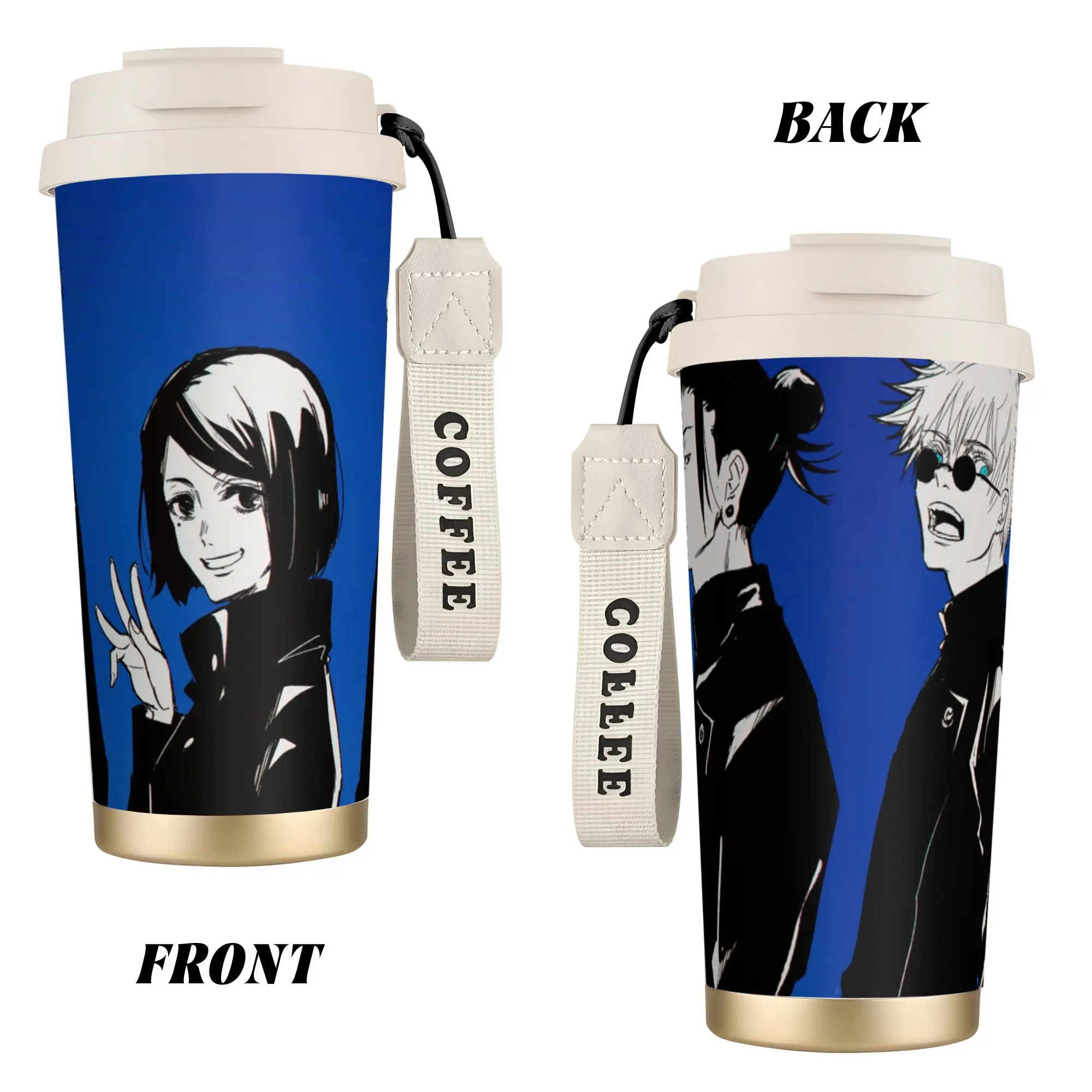 Anime Jujutsu Kaisen Stainless Steel Coffee Cup Fushiguro Megumi Thermal Cup Double Wall Mug Hot Cold Drink