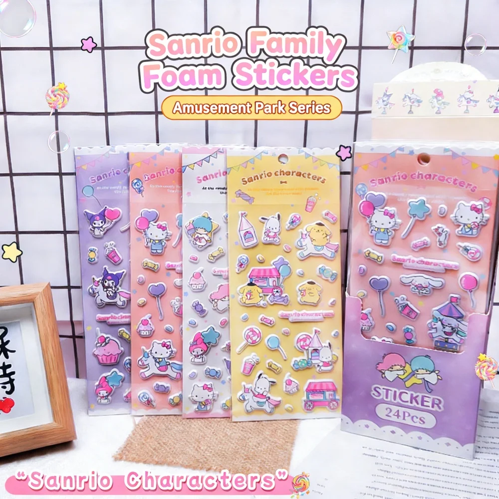 Orijinal Sanrio PVC Çıkartmalar Hello Kitty Kuromi My Melody Cinnamoroll Kawaii Etiket Günlük Karalama Defteri Dizüstü Telefon için