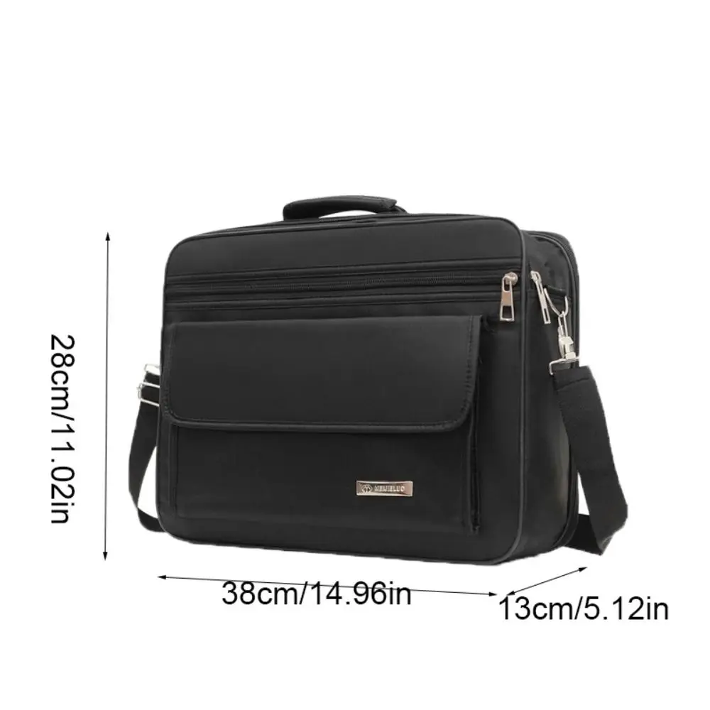 Bolsa diagonal de pano Oxford masculina, pasta de mão de grande capacidade para laptop, ombro único preto, organizador de documentos, viagem