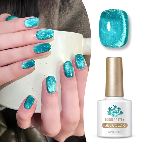 BORN PRETTY-esmalte de uñas de Gel magnético, gato de cristal azul, 10ml, 9D, luz de agua de vidrio, brillo reflectante, barniz de Gel UV