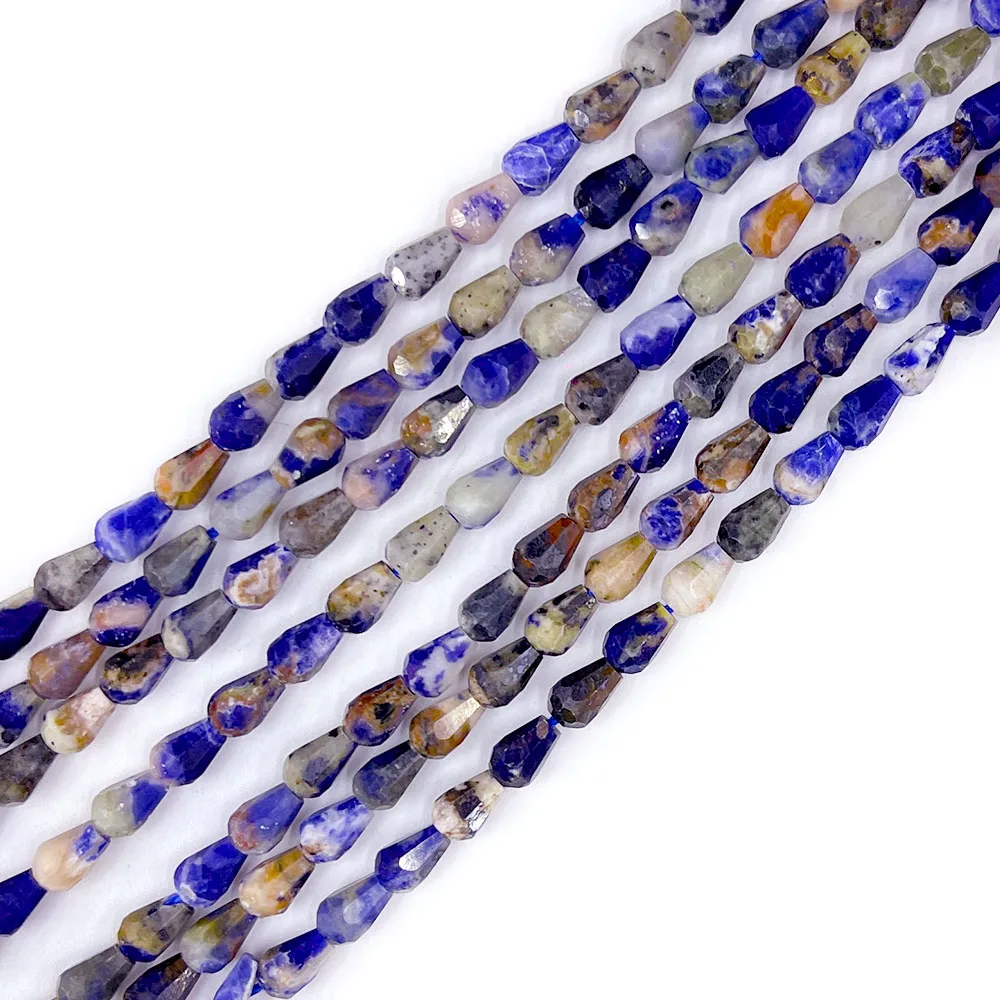 Sodalite 3x6mm Teardrop Natural Blue Apatite Faceted Loose Beads Gemstone Beads For Diy Bracelet Necklace Jewelry Making