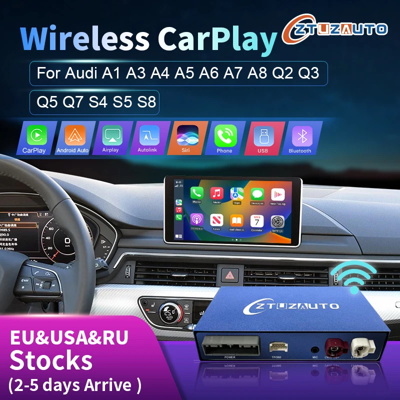 

Wireless Apple CarPlay Android Auto Interface for Audi A3 A4 A5 A6 A7 A8 Q2 Q3 Q5 Q7, with MirrorLink AirPlay Car play Functions