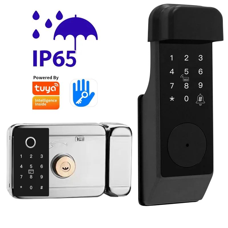 

NewWaterproof Rim Gate Smart Lock Double Sides Fingerprint Password WiFi APP RFID Digital Lock For Outdoor