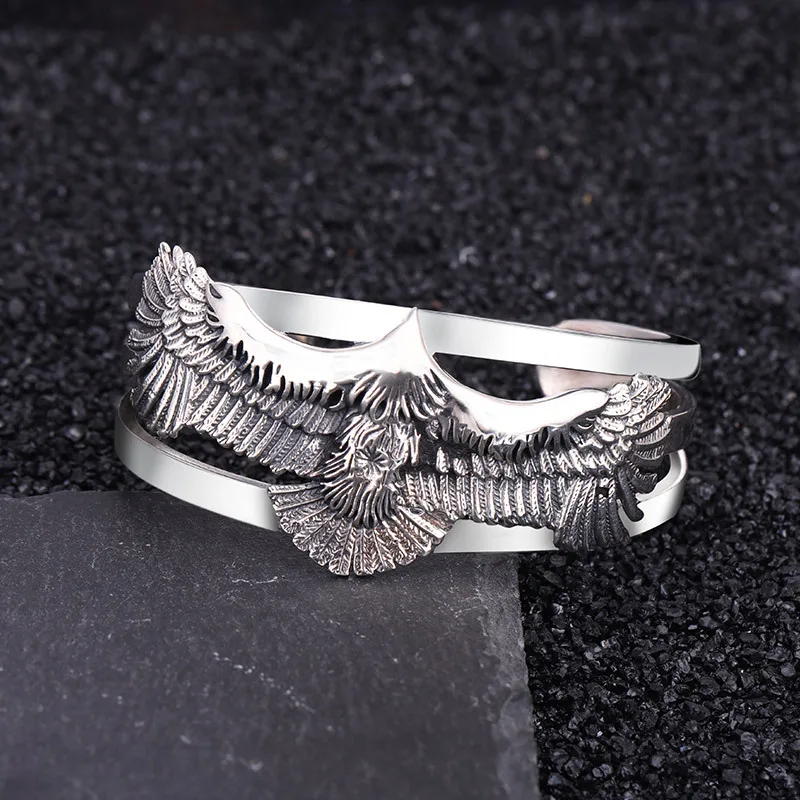 

Eagle Bracelet Men's Trendy Open 925 sterling silver exaggerated domineering hip-hop accessory personalized bracelet