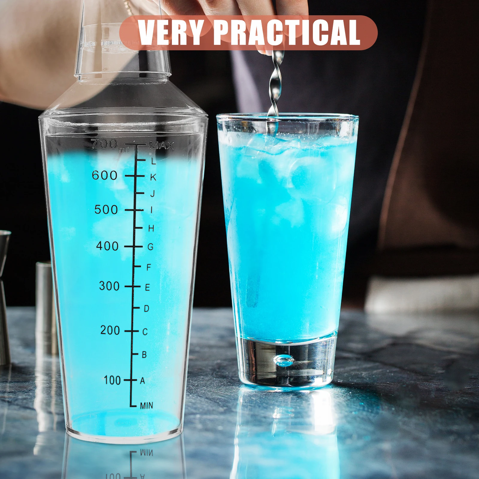 

Cocktail Shaker 530ml Clear Plastic Mixing Cup for Milk Tea Bartending Segment Shakers Drink Making Tools