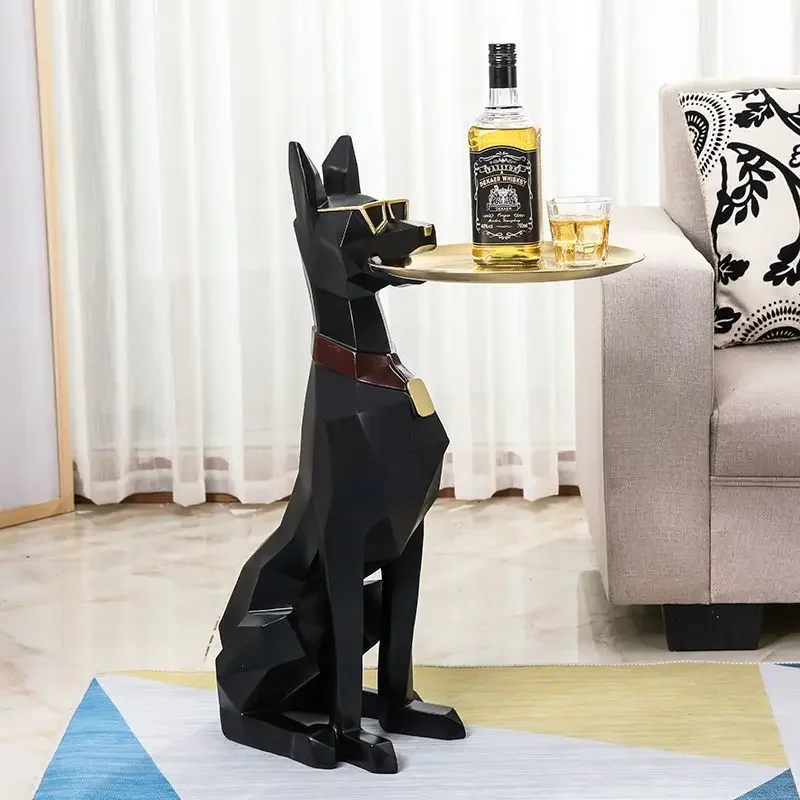 

Large Doberman Side Table Big Size Doberman Statue Decorative Puppy Tray Luxury Living Room Decoration Oversize Animal Dog Table