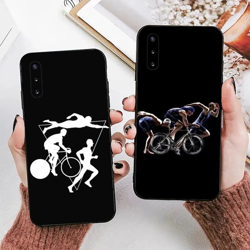 Triathlon Swim Bike Run Phone Case For Samsung Galaxy A13,A21s,A22,A31,A32,A52,A53,A71,A80,A91 Soft Black Phone Cover