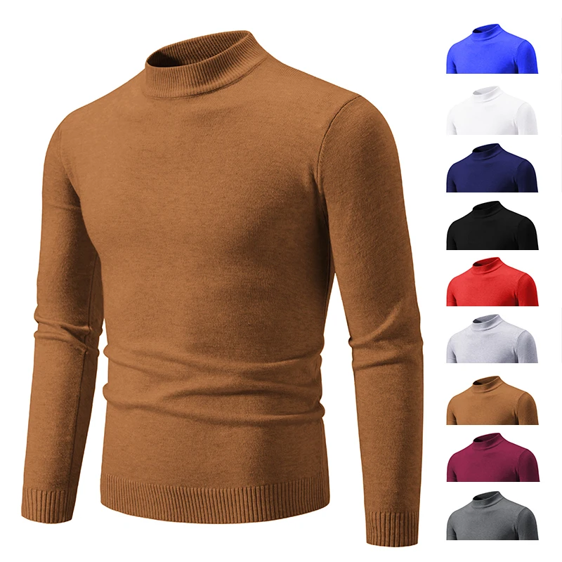 New Autumn Winter Designer Fashion Half Turtleneck Knitted Sweater High Quality Mens Casual Solid Color Warm Women Sweaters