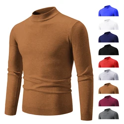 New Autumn Winter Designer Fashion Half Turtleneck Knitted Sweater High Quality Mens Casual Solid Color Warm Women Sweaters