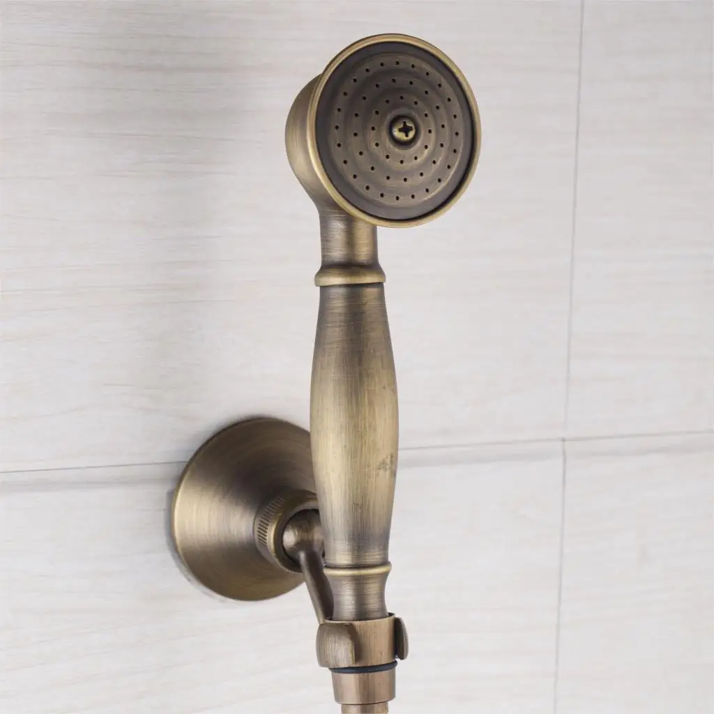 KEMAIDI European Style Antique Shower Set Bathroom Wall Mounted Copper Brass Shower Faucet Elegant Bathtub Shower Crane