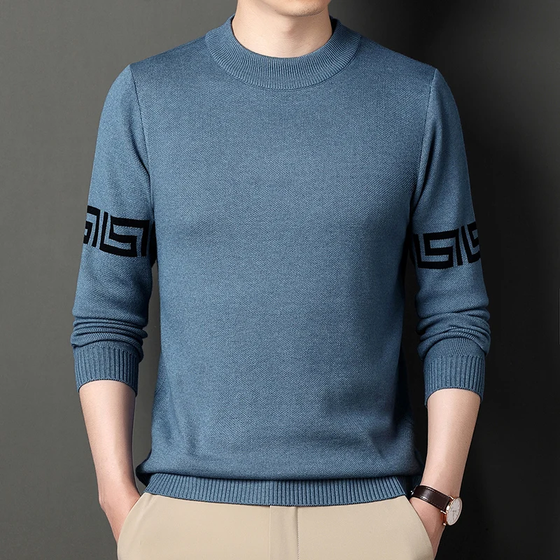 High quality, new autumn and winter men's casual fashion long sleeved round neck, knitted sweater, warm and versatile