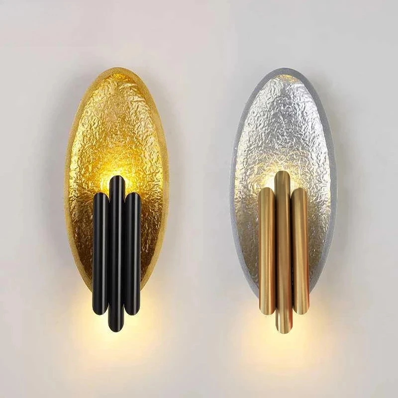 Metal Tube Resin Wall Lamps Nordic Living Room TV Background Wall Sconce Gold Silver Staircase Aisle Bedside Light