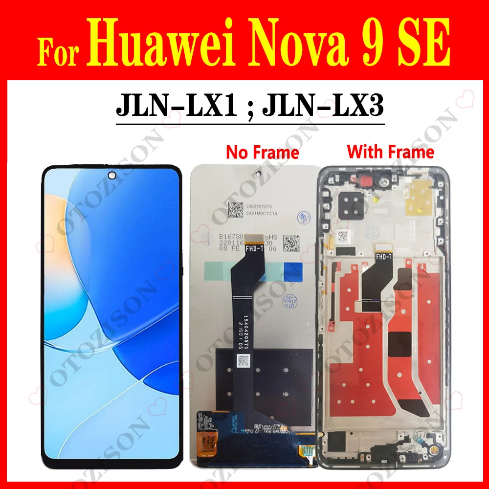 JLN-LX1 JLN-LX3 LCD For Huawei Nova 9 SE LCD With Frame Display Screen Touch Sensor Digitizer Assembly Nova9SE LCD Replacement