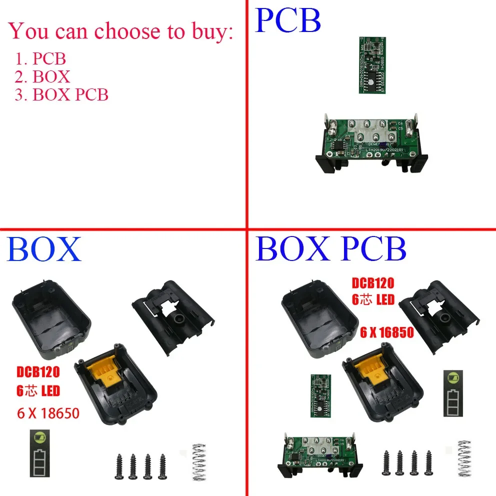 6X18650 DCB120 Battery Plastic Case PCB Charging Protection Circuit Board Box For DeWalt 10.8V 12V Li-ion Battery dcb125 dcb127