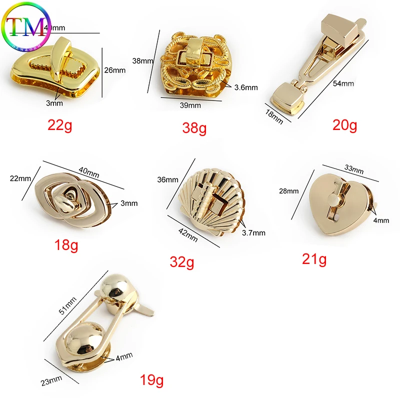 5-30PCS Metal Clasp Turn Lock Twist Lock DIY Handbag Bag Purse Hardware Closure Bag Buckle Luggage Lock Bags Part Accessories