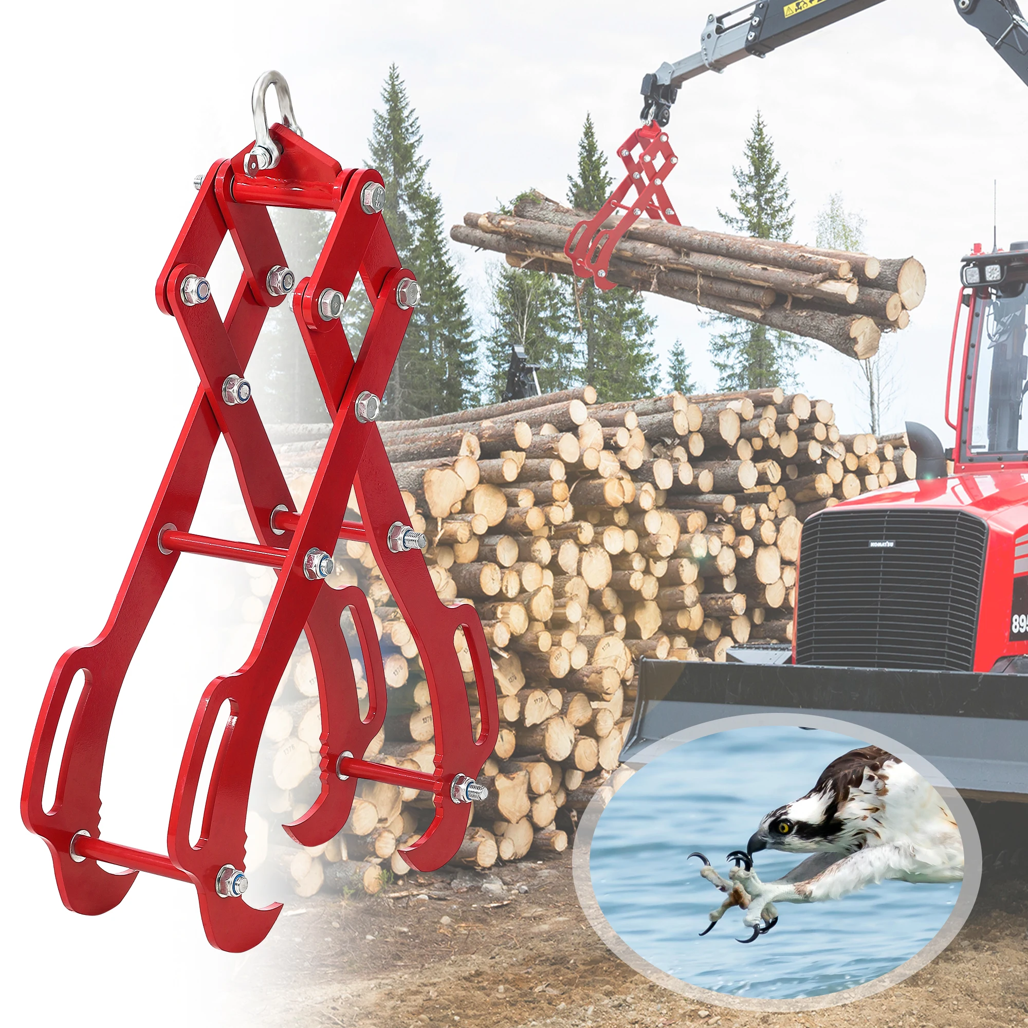 28 inch Log Tongs, 4 Claw Log Grapple, Heavy Duty Grapple Timber Claw, Log Hook, Log Grabber With 3000lbs For Tractors, ATVs