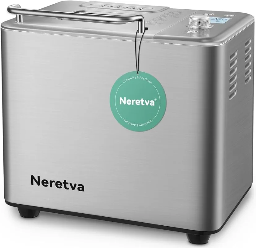 

Neretva 20-in-1 2LB Automatic Bread Maker Machine with Gluten Free Pizza Sourdough Setting, Digital, Programmable, 2 Loaf Sizes