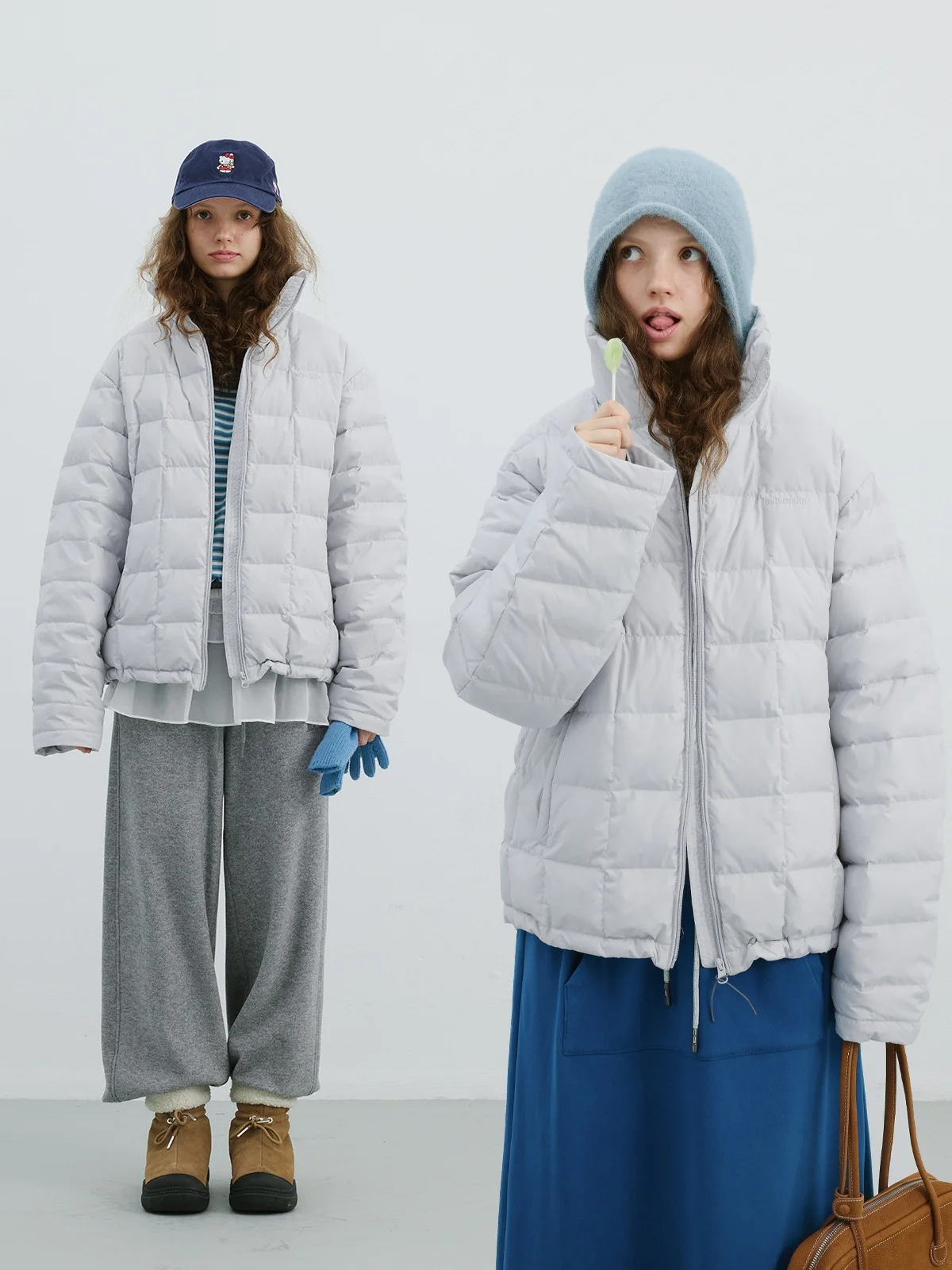 

Kokoasoko ey Plaid Stand Collar Women's down Jaet 90 White Du Feather Loose ort Coat Winter New Sle Warmth Faion