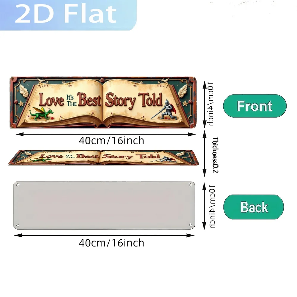 2D Flat, Vintage an Open Old Book Displays Text 'Love It'S The Best Story Told', with a Green Dragon on The Left Page