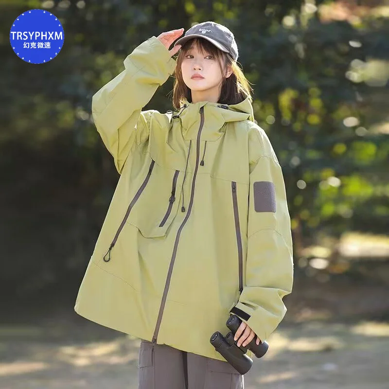 

TRSYPHXM Outdoor assault jacket for spring and autumn 2024 new men's and women's loose workwear windproof and waterproof jacket