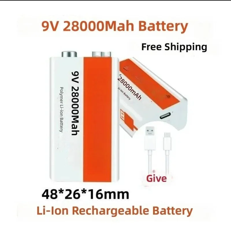 For 9V 28000mAh Rechargeable Lithium Battery Mini USB Toy Microphone Remote Control KTV Use