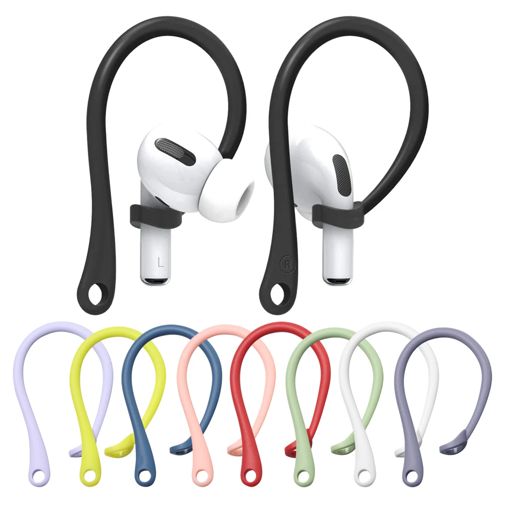 1 Pair Silicone Anti-lost Ear Hook for Apple AirPods 1 2 3 Pro Sports Anti-drop Ear Hook Wireless Earphone Ear Hook White Black