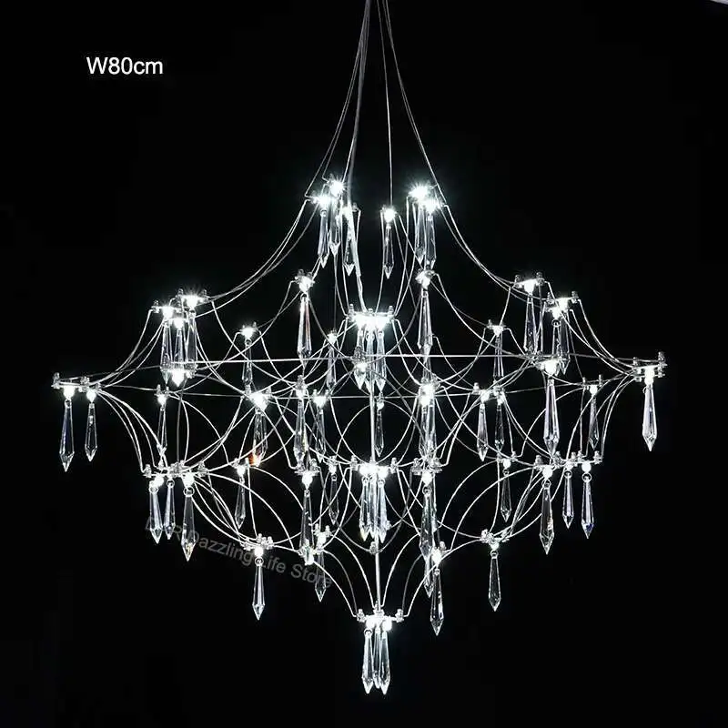 

Crystal Chandelier Living Room Dining Room Bedroom Hanging Light Modern Villa Cube Firefly Dining Table Suspension Luminaire