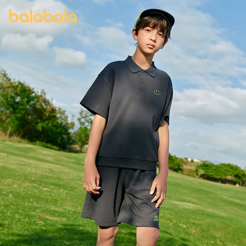 Balabala Set Boys and Girls 2024 Summer New Outfit Set Parent-Child Matching Short-Sleeved T-Shirt and Shorts