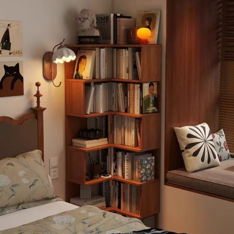 Corner Bookshelf Floor Standing Wall Corner Storage Cabinet Living Room Book Shelf Storage Shelf Book Rack for Room Bookshelf