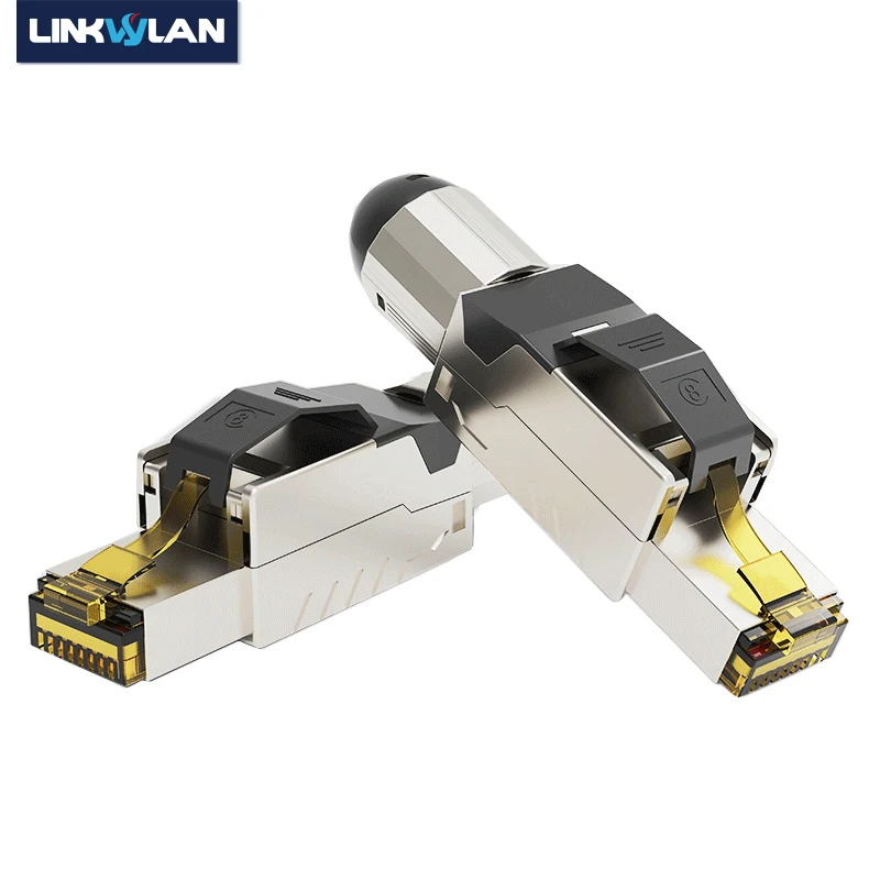 

Linkwylan RJ45 Cat6A Cat7 Cat8 Toolless Field Termination Plug Shielded Fast Connector Tool-free Connection 10G 40G